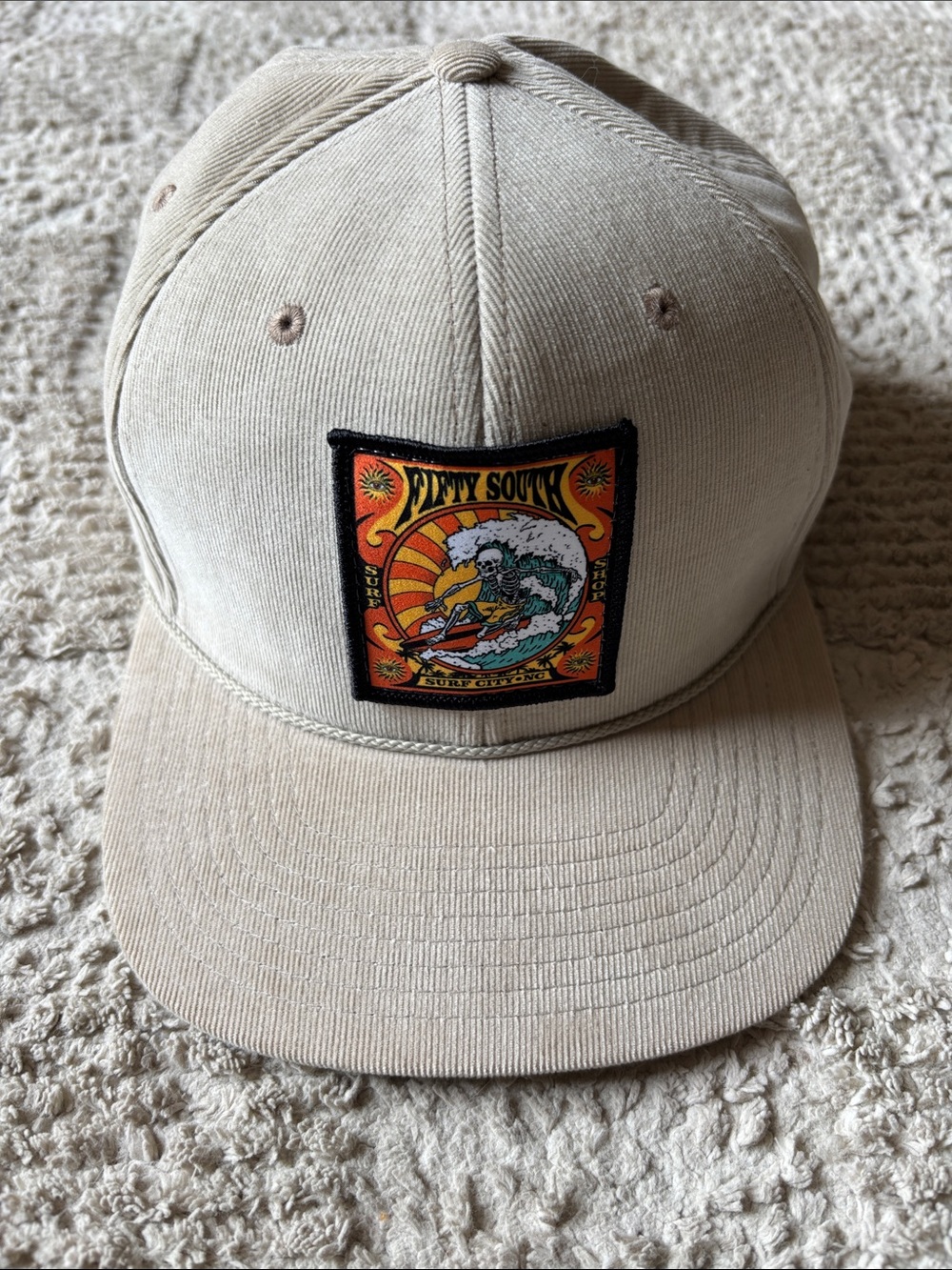 Fifty South Surf City Beige Corduroy Patch Cap